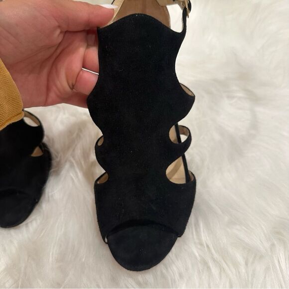 Jimmy Choo Tida Suede Cutout Sandals in Black Suede - Picture 5 of 15